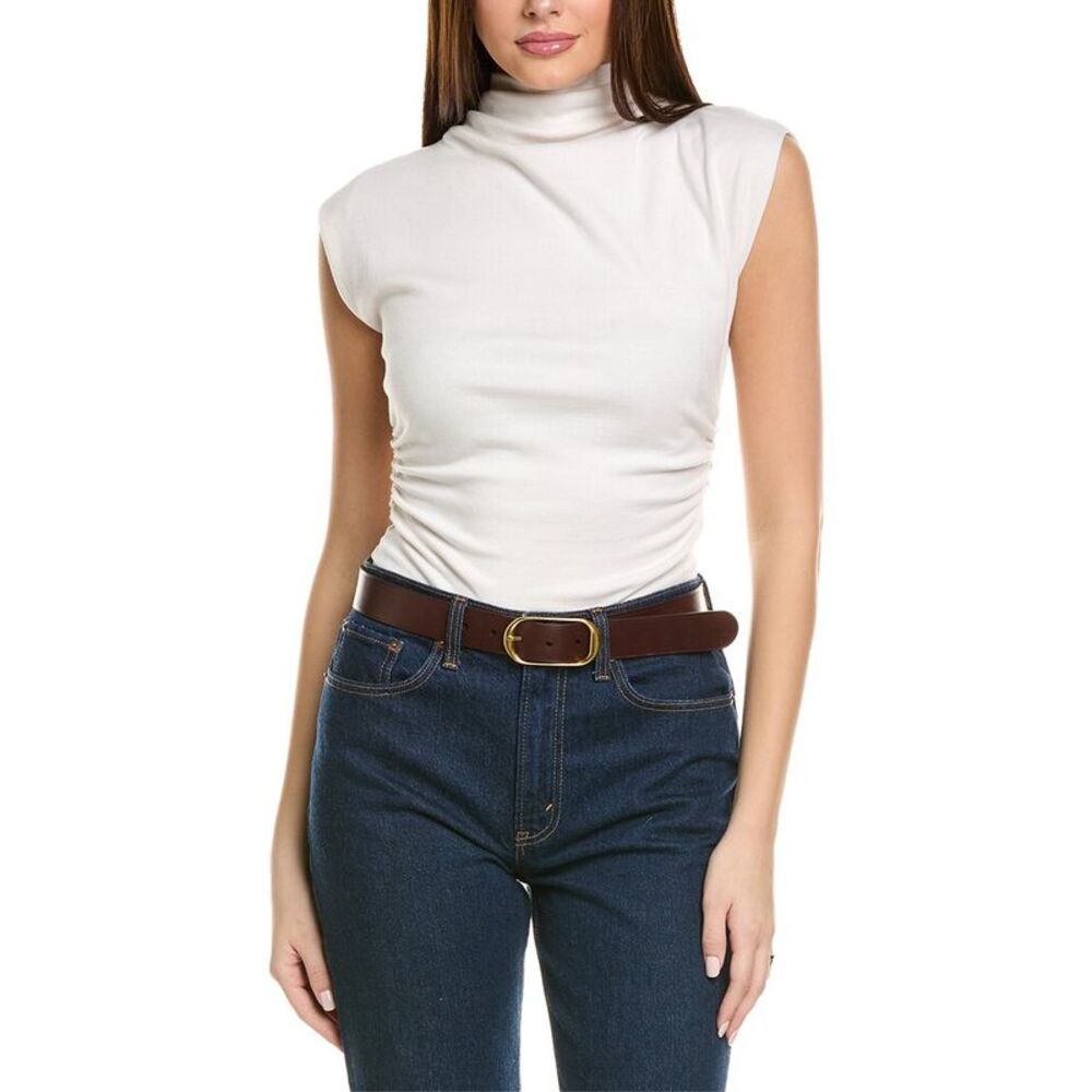 Michael Stars Cream Sleeveless Turtleneck Tank Top